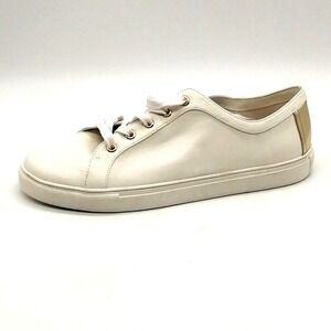 Loft Shoes Womens White Gold 10 Walking Sneaker Lace Up Comfort